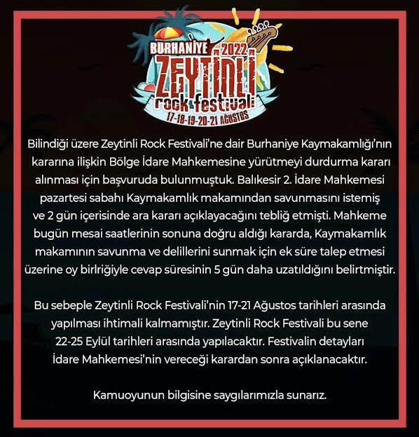 ZEYTİNLİ ROCK FESTİVALİ'NİN İPTALİ GENÇLERE, ESNAFA ZARAR