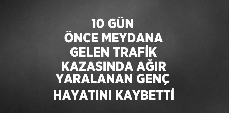 10 GÜN ÖNCE MEYDANA GELEN TRAFİK KAZASINDA AĞIR YARALANAN GENÇ HAYATINI KAYBETTİ