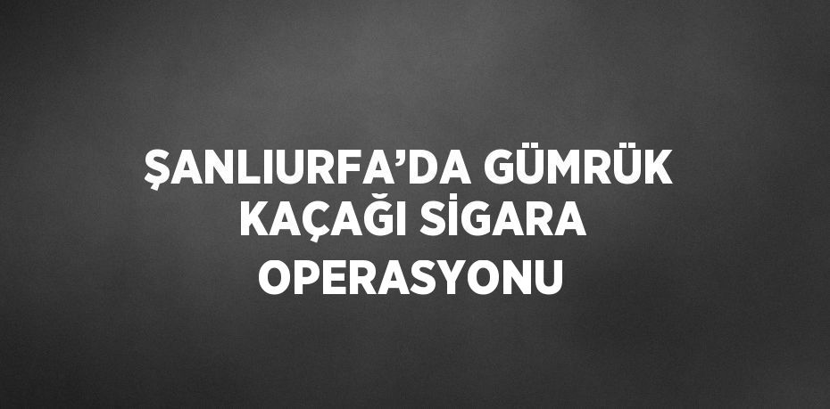 ŞANLIURFA’DA GÜMRÜK KAÇAĞI SİGARA OPERASYONU