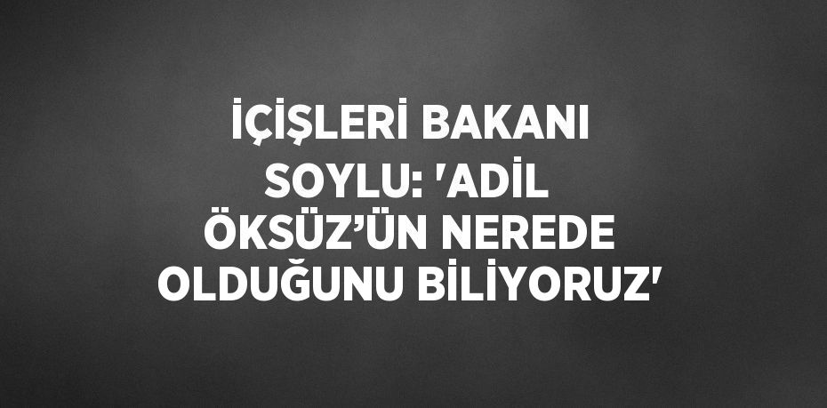 İÇİŞLERİ BAKANI SOYLU: 'ADİL ÖKSÜZ’ÜN NEREDE OLDUĞUNU BİLİYORUZ'