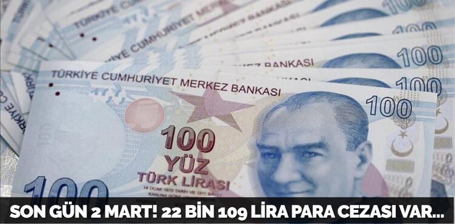 SON GÜN 2 MART! 22 BİN 109 LİRA PARA CEZASI VAR...