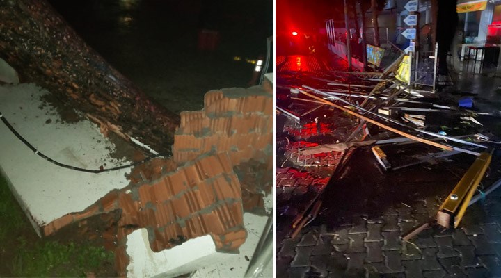 Ayvalık'ı hortum ve dolu vurdu