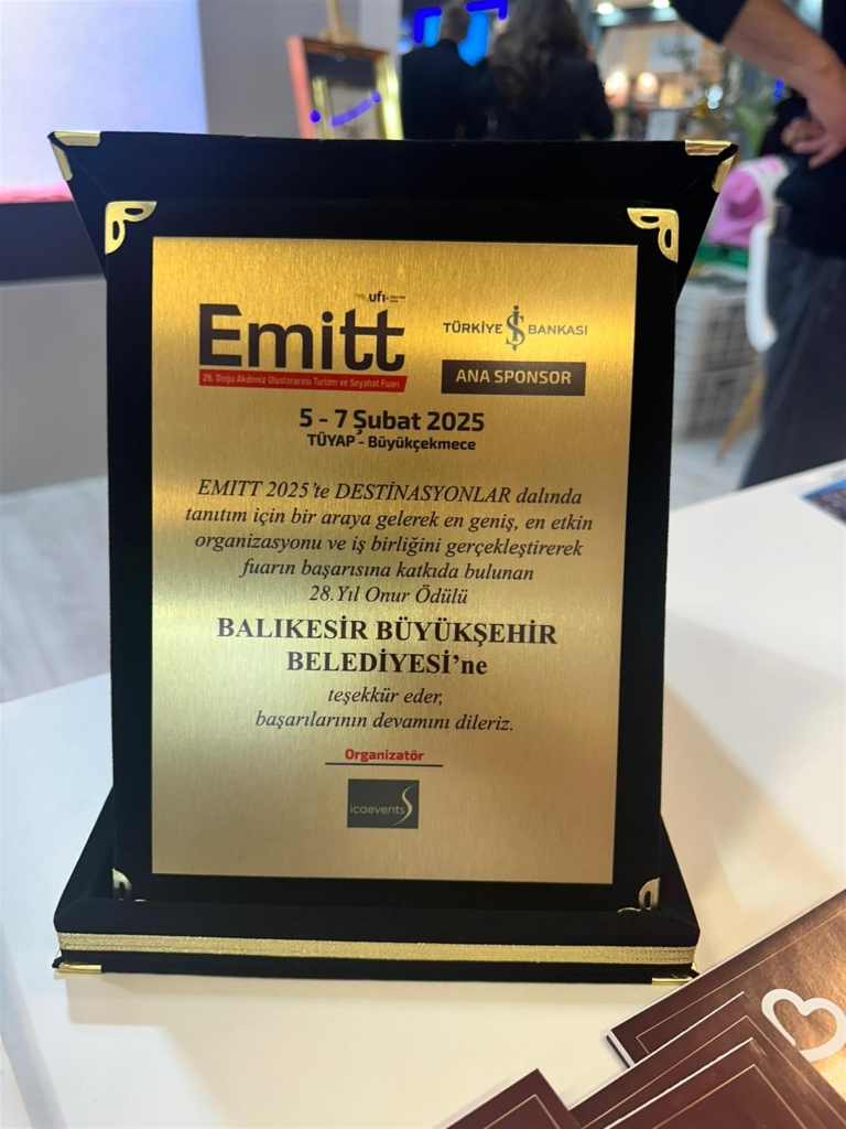BALIKESİR BÜYÜKŞEHİR BELEDİYESİ'NE (EMITT)ONUR ÖDÜLÜ
